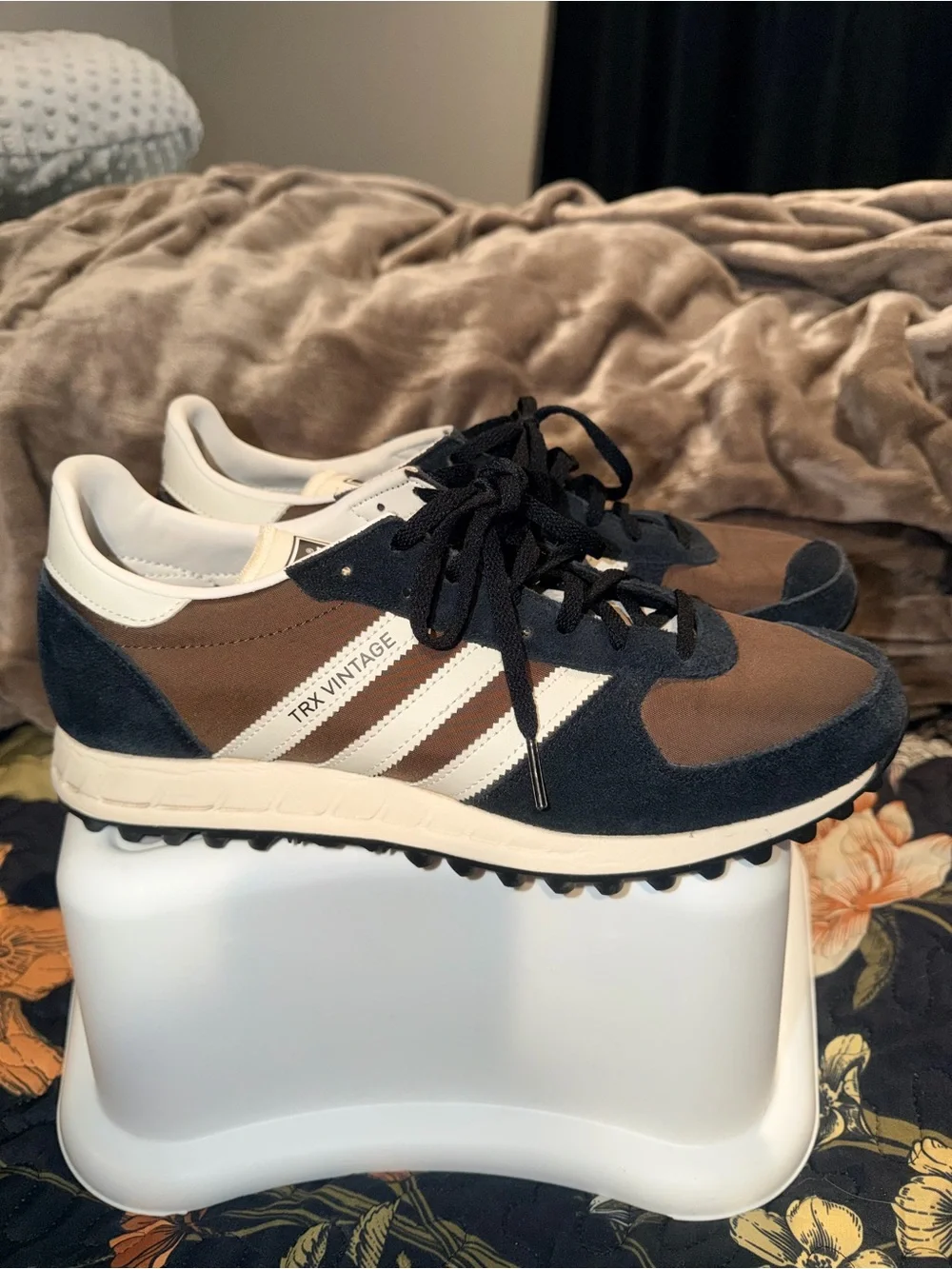Adidas Retro Runner Sneakers in Black, Brown & White Men’s 10